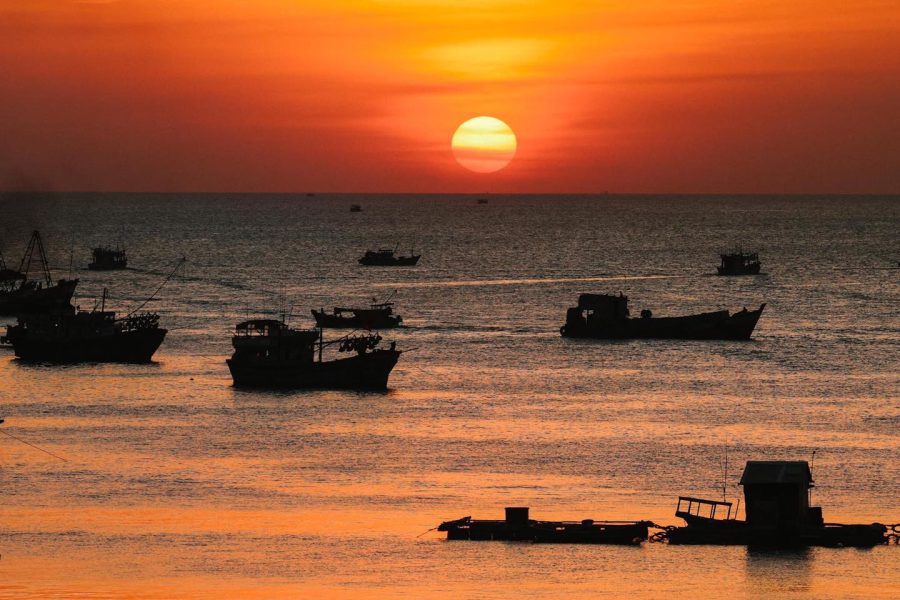 Sunset And Night  Squid Fishing